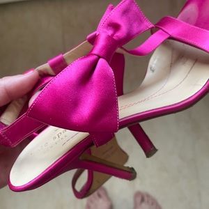 Pink Satin Kate Spade Heels With Bow